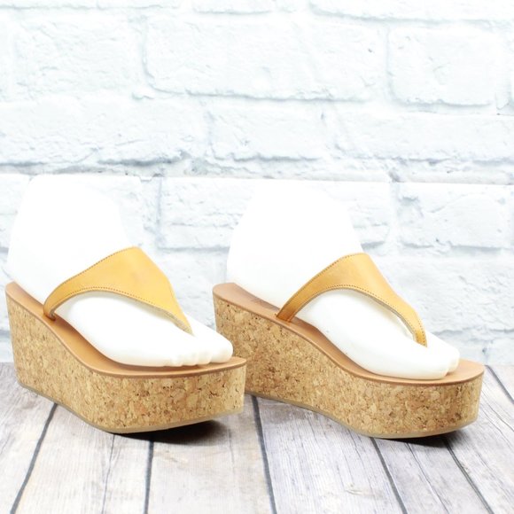 K. Jacoves Wedge Thong Heels Sandals Size 37 - Picture 4 of 10